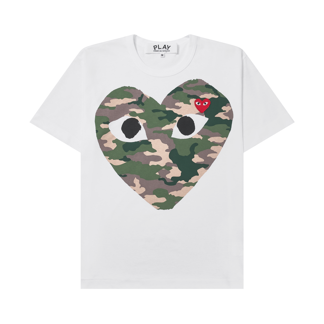 플레이 꼼데가르송 카모플라주 하트 티셔츠 화이트(Play Comme des Garcons Camouflage Heart T-Shirt White)