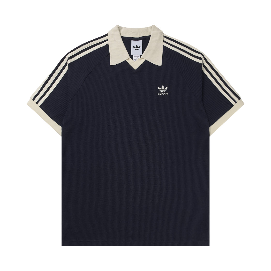 아디다스 와플 숏슬리브 폴로 셔츠 네이비 - KR 사이즈(Adidas Waffle Short Sleeve Polo Shirt Navy - KR Sizing)