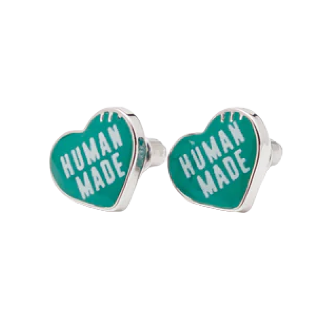 휴먼 메이드 하트 이어링 그린