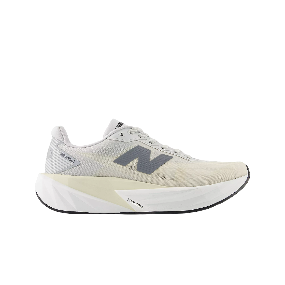 (W) 뉴발란스 퓨어셀 레벨 v5 리넨 그레이 매터 화이트 - D 와이드((W) New Balance FuelCell Rebel v5 Linen Grey Matter White - D Wide)