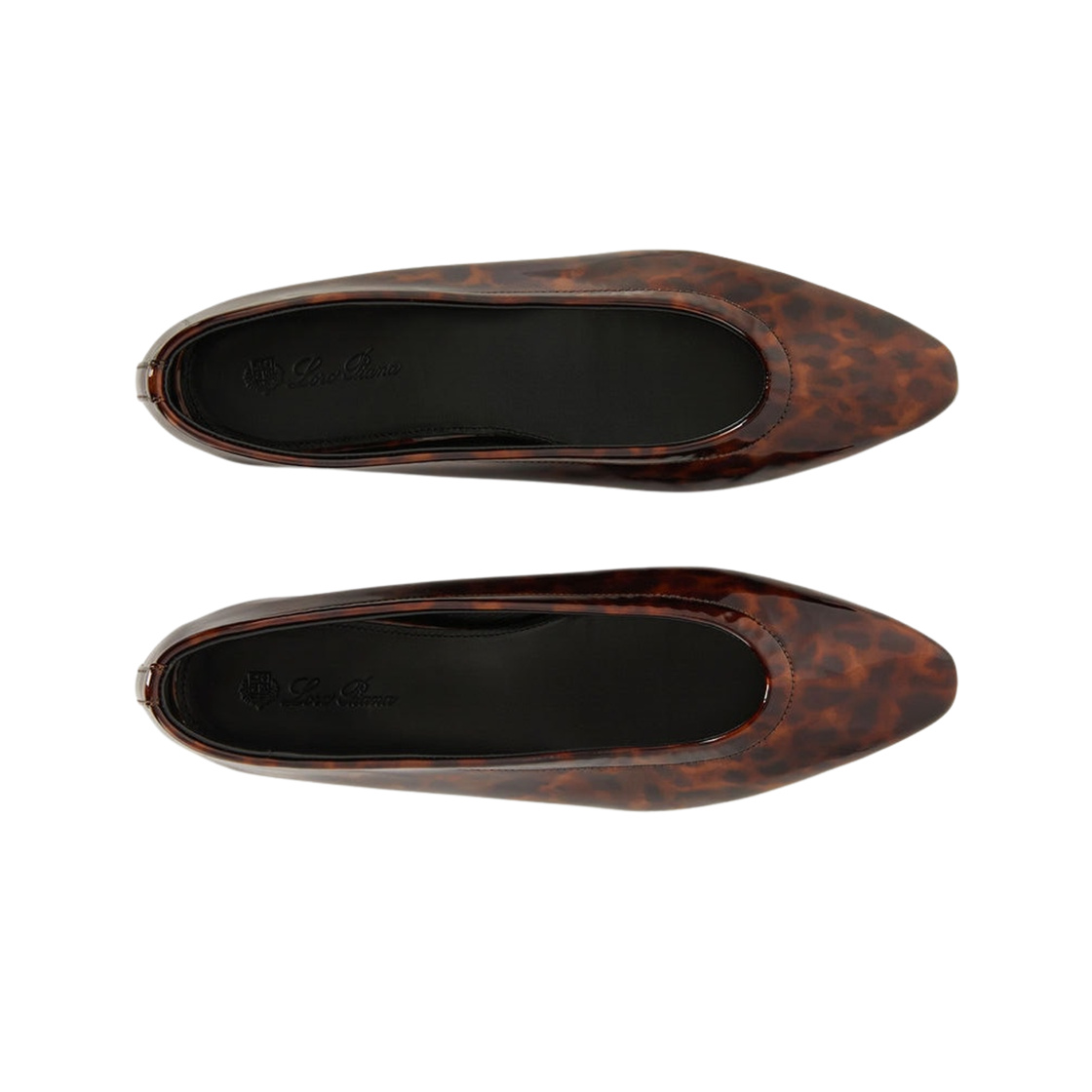 (W) 로로 피아나 프리뮬라 카프스킨 발레 플랫 브라운 페이턴트 애니멀리에((W) Loro Piana Primula Ballet Flat with Calfskin Brown Patent Animalier) - 2