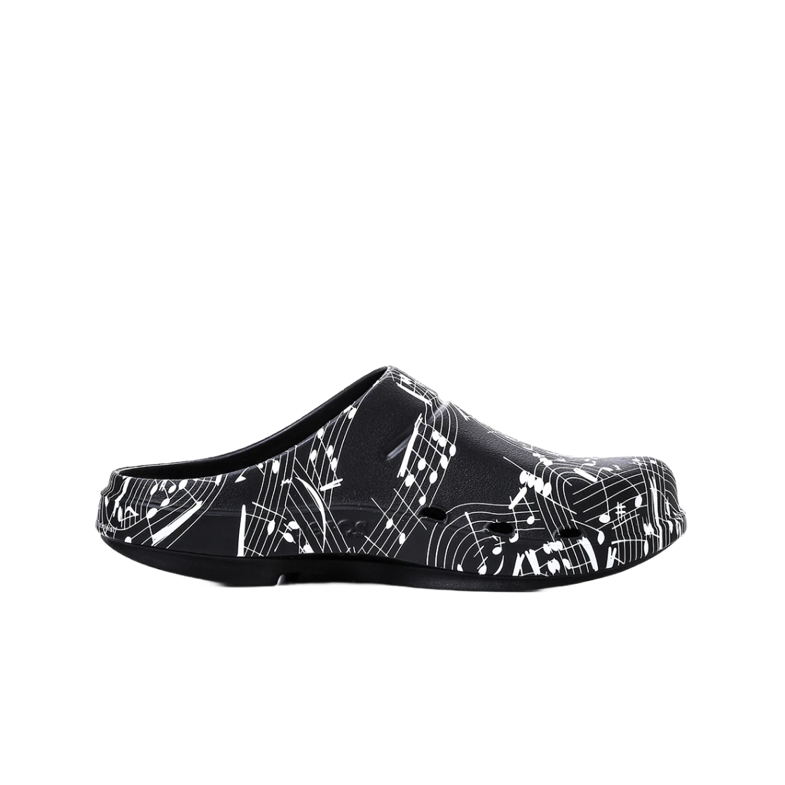 우포스 x 타카히로미야시타 더 솔로이스트 뮤직 노트 클로그 블랙(Oofos x Takahiromiyashita The Soloist Music Note Clog Black)