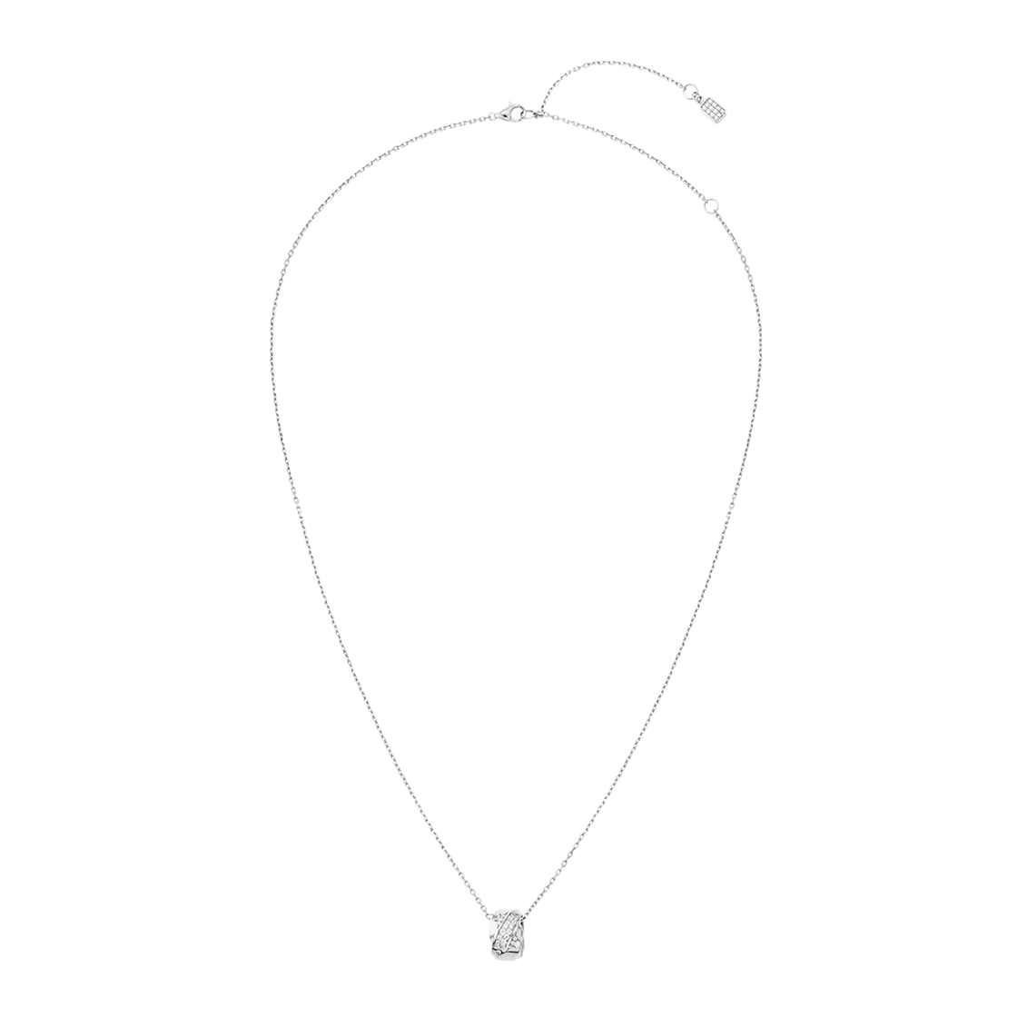 ネックレス・ペンダント Numbering Pave Sculpted Wave Cylinder Necklace #3818 5BNY037 넘버링 #3818 파베 스컬럽티드 웨이브 실린더 네크리스 실버