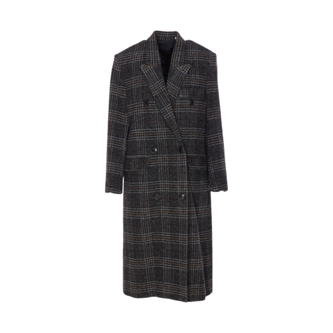 MA0285FA-C3D02E-02GY (W) Isabel Marant Lexana Long Checked Wool Coat Grey - 25FW