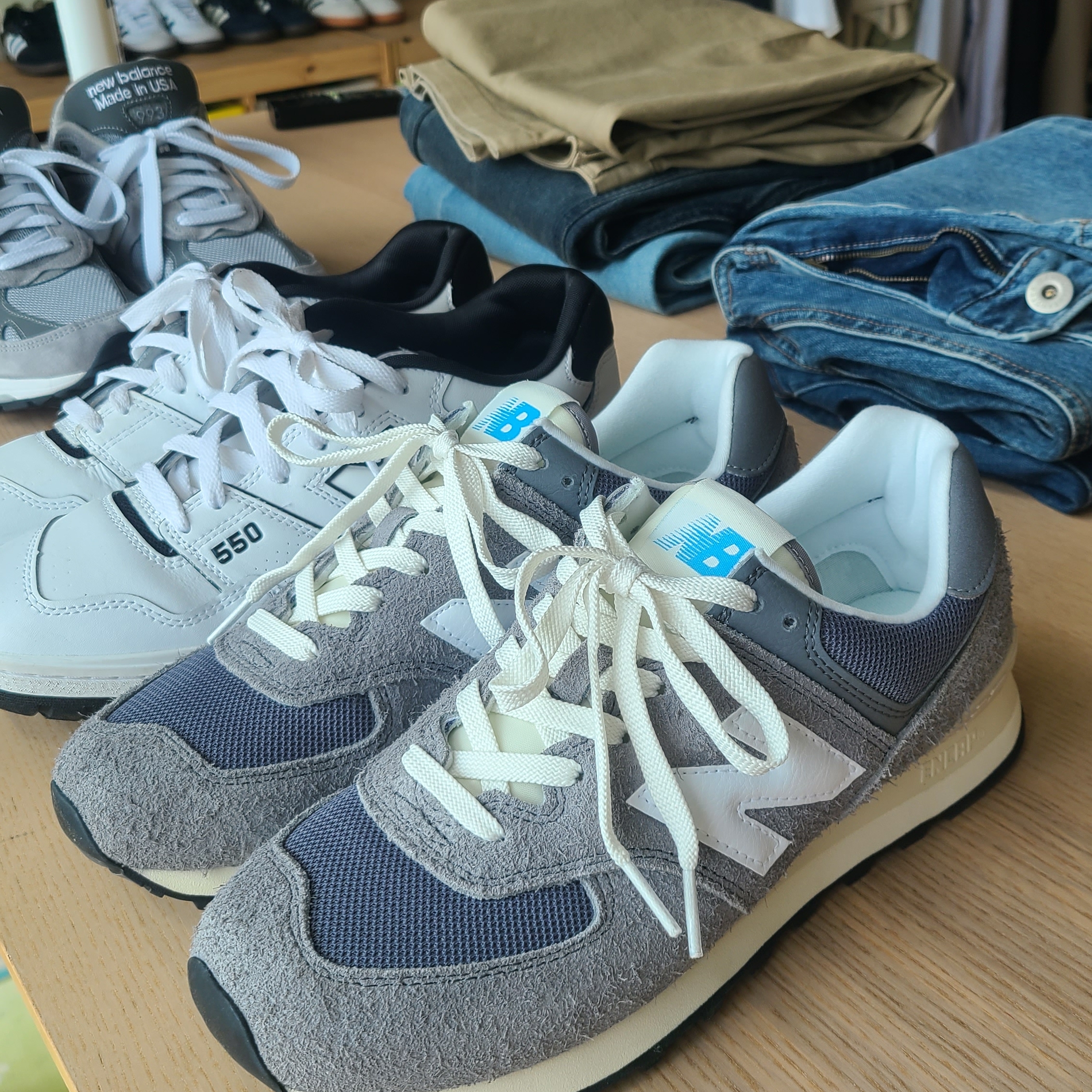 New Balance 574 Heritage Gray, New Balance 993 Made in USA Grey - D Standard 착용 스타일