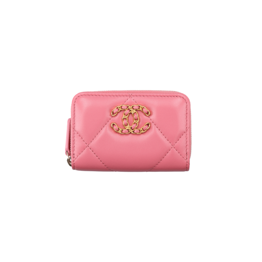 ITMPFP78A9NA Chanel 19 Zipped Coin Purse in Lambskin Pink with Gold-Tone Hardware