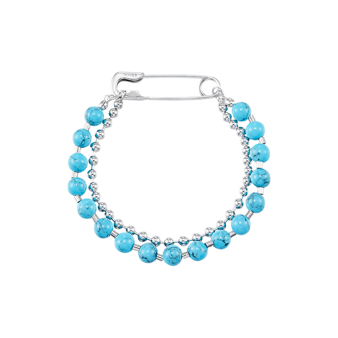 N23PB07 NUMBERING #9909 Safety Pin Beads Bracelet Blue