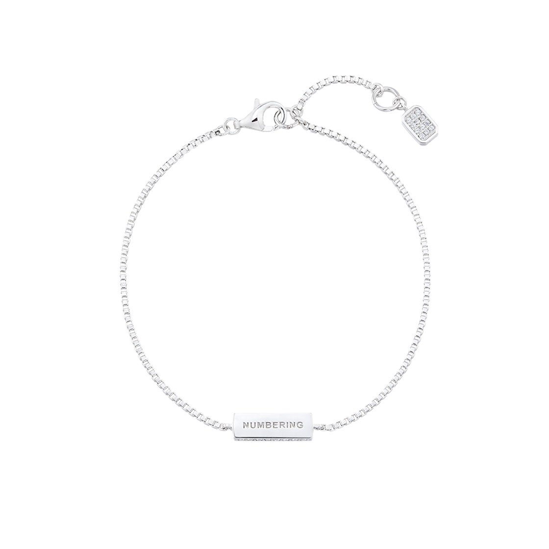 N24CB02 NUMBERING #3926 Side Pave Bar Bracelet Silver