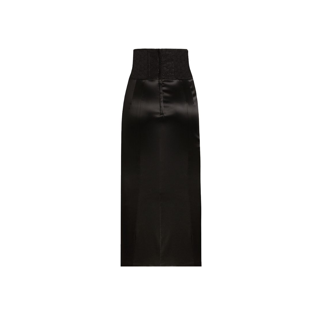 F4CI1TFURADN0000 (W) Dolce & Gabbana Satin Calf Length Skirt with Corset Style Belt Detail Black
