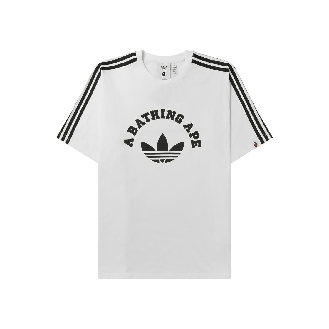 아디다스 x 베이프 티셔츠 화이트 - KR 사이즈(Adidas x BAPE T-Shirt White - KR Sizing)