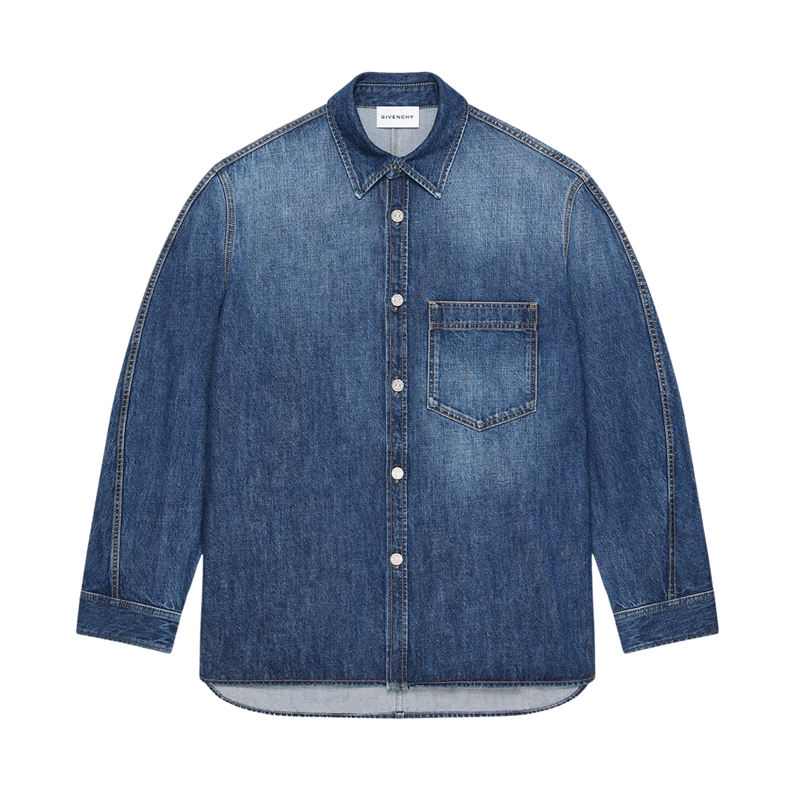 지방시 워시드 데님 셔츠 다크 블루(Givenchy Washed Denim Shirt Dark Blue)