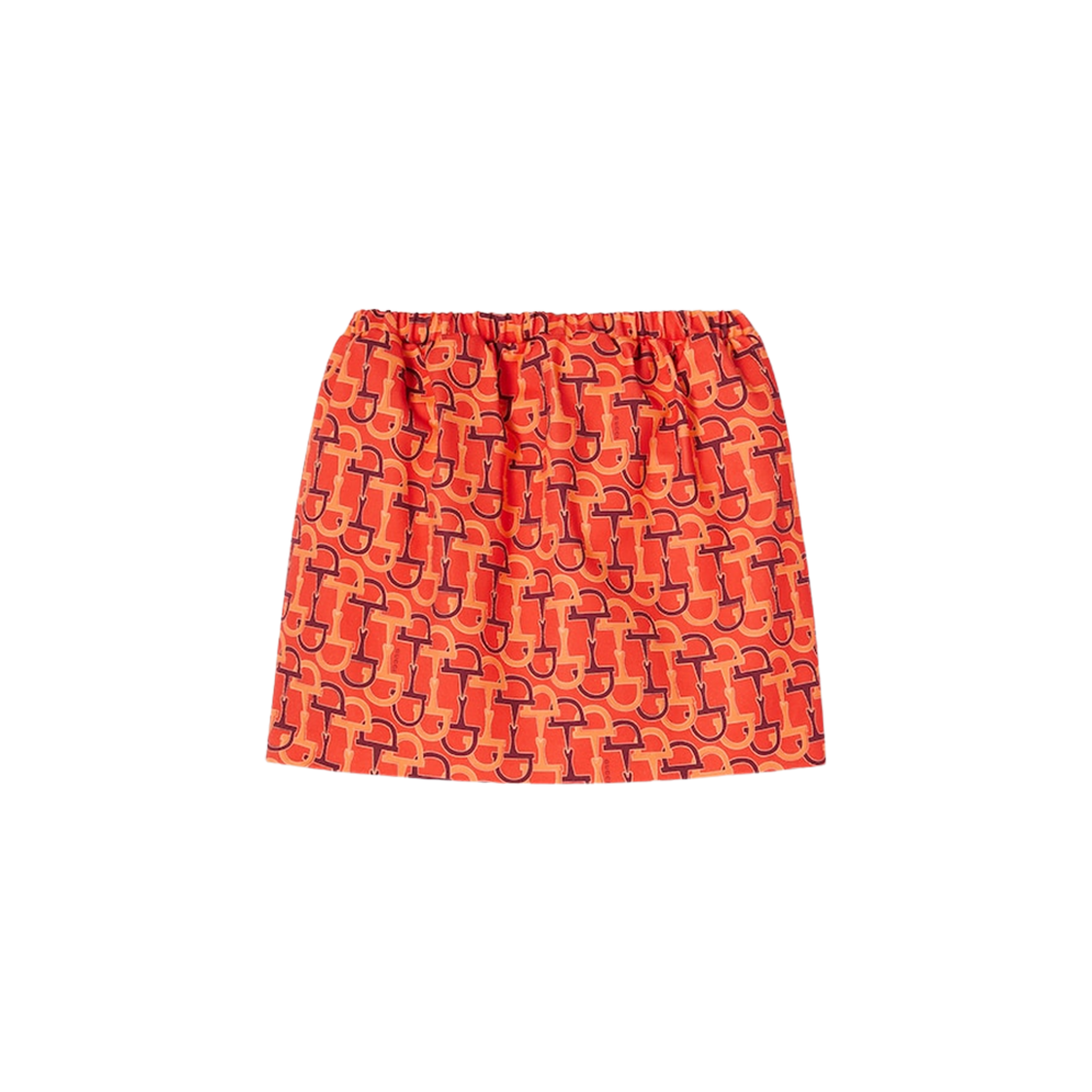 832799-ZAS9N-7033 (W) Gucci Printed Cotton Mini Skirt Orange Rosso Ancora Red
