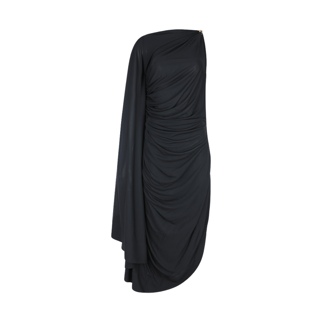 819930V4N201000 (W) Bottega Veneta Viscose Jersey Draped Dress Black