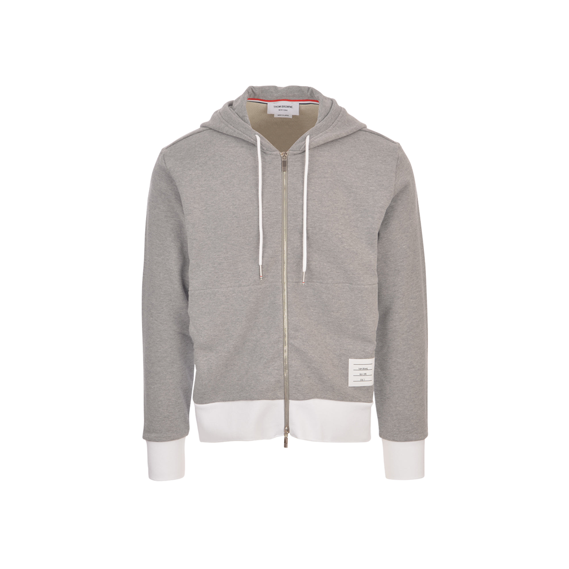 MJT517A-03037-055 Thom Browne Classic 4-Bar Jersey Zip Up Hoodie Light Grey