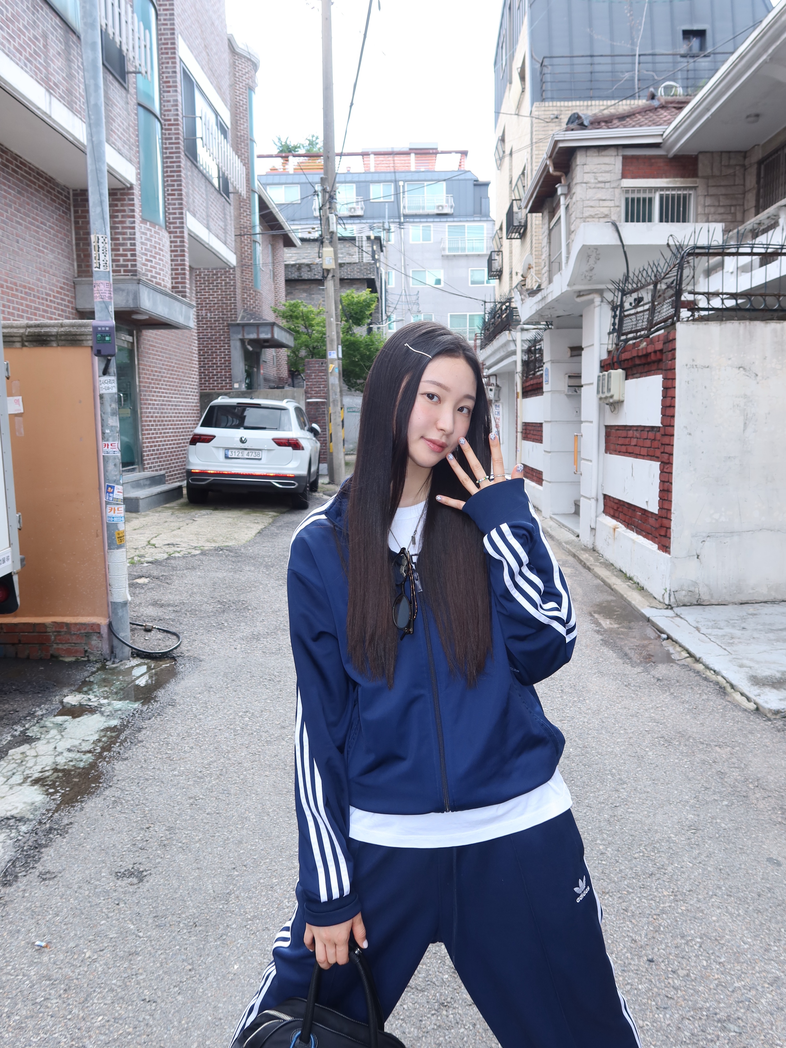 Adidas Adicolor Classic Firebird Track Top Night Indigo - KR Sizing 착용 스타일