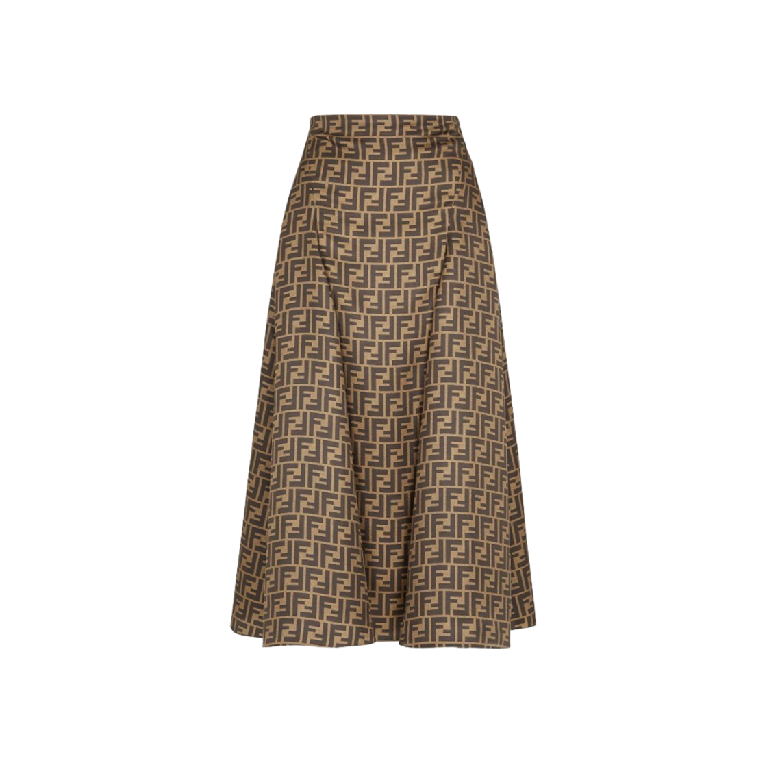 FQ7601A8G3F1440 (W) Fendi FF Twill Skirt Brown