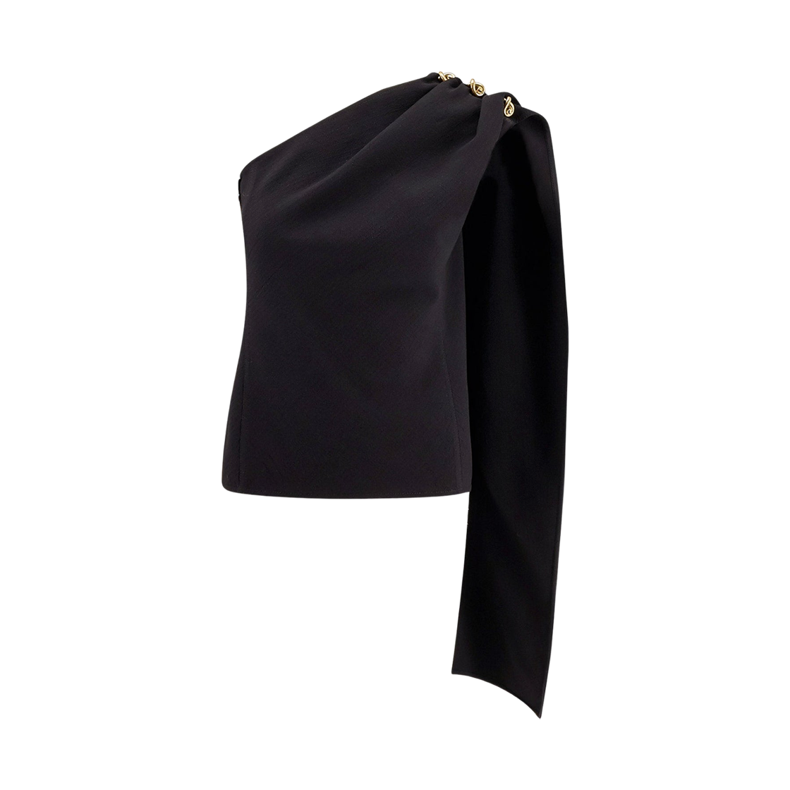 (W) 보테가 베네타 울 비스코스 크레이프 탑 블랙((W) Bottega Veneta Wool Viscose Crepe Top Black)