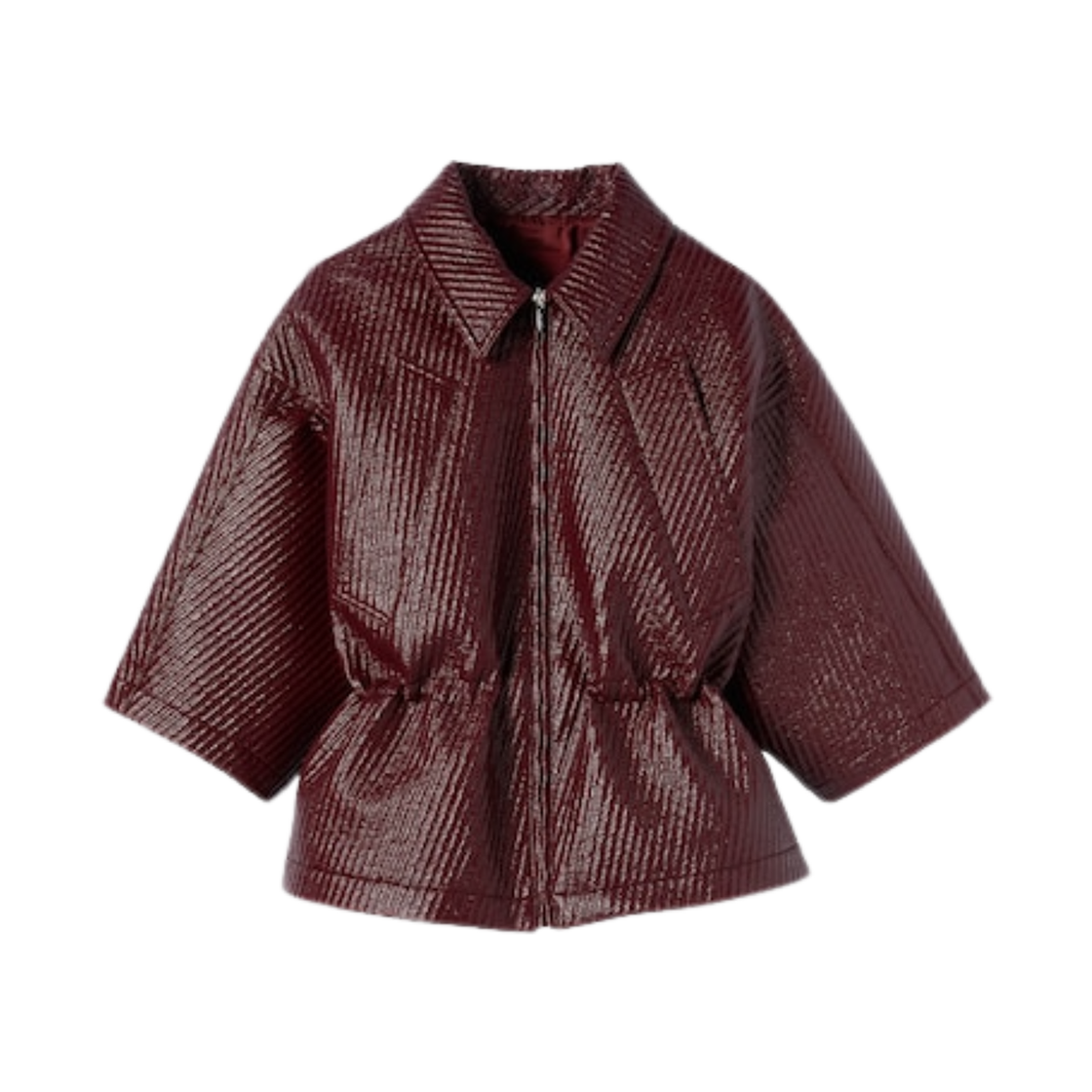 827639-ZARW4-6207 (W) Gucci Diagonal Wool Short Sleeve Jacket Rosso Ancora Red