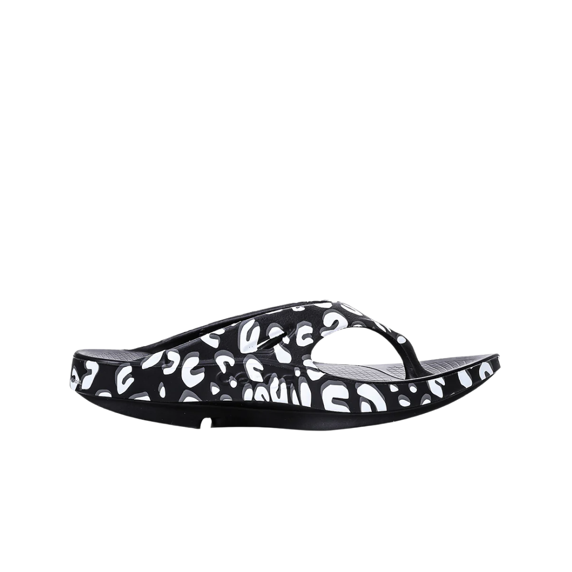 sof0021 Oofos x Takahiromiyashita The Soloist Leopard Flip-Flop Black