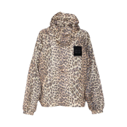 (W) Ganni Leopard Print Nylon Jacket Almond Milk