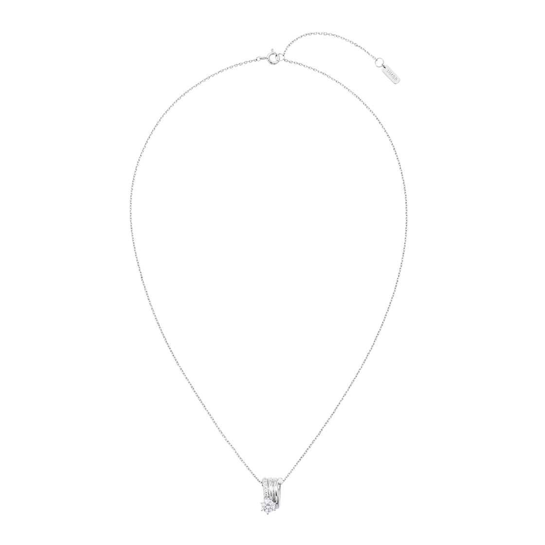 넘버링 #8702 코일 스파이럴 네크리스 / 6 프롱 실버