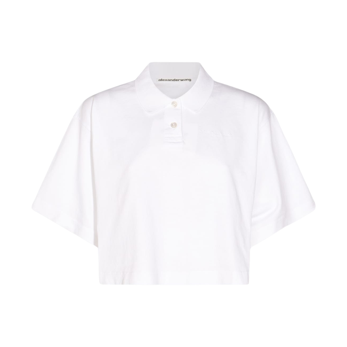 (W) 알렉산더 왕 로고 저지 크롭 티셔츠 화이트((W) Alexander Wang Logo Jersey Cropped T-Shirt White)