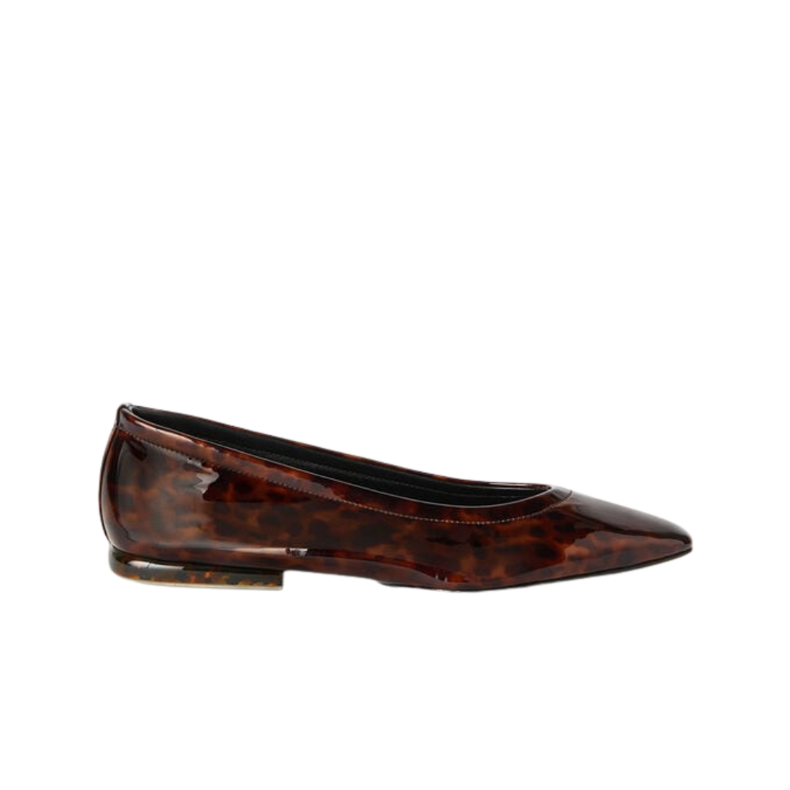 (W) 로로 피아나 프리뮬라 카프스킨 발레 플랫 브라운 페이턴트 애니멀리에((W) Loro Piana Primula Ballet Flat with Calfskin Brown Patent Animalier) - 1