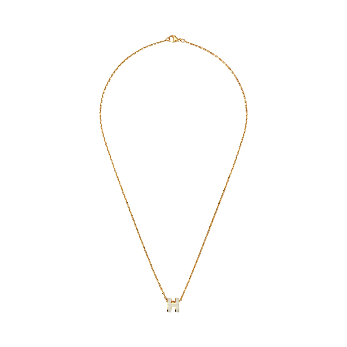 (W) 에르메스 미니 팝아슈 펜던트 골드 하드웨어 & 블랑((W) Hermes Mini Pop H Pendant Gold & Blanc)