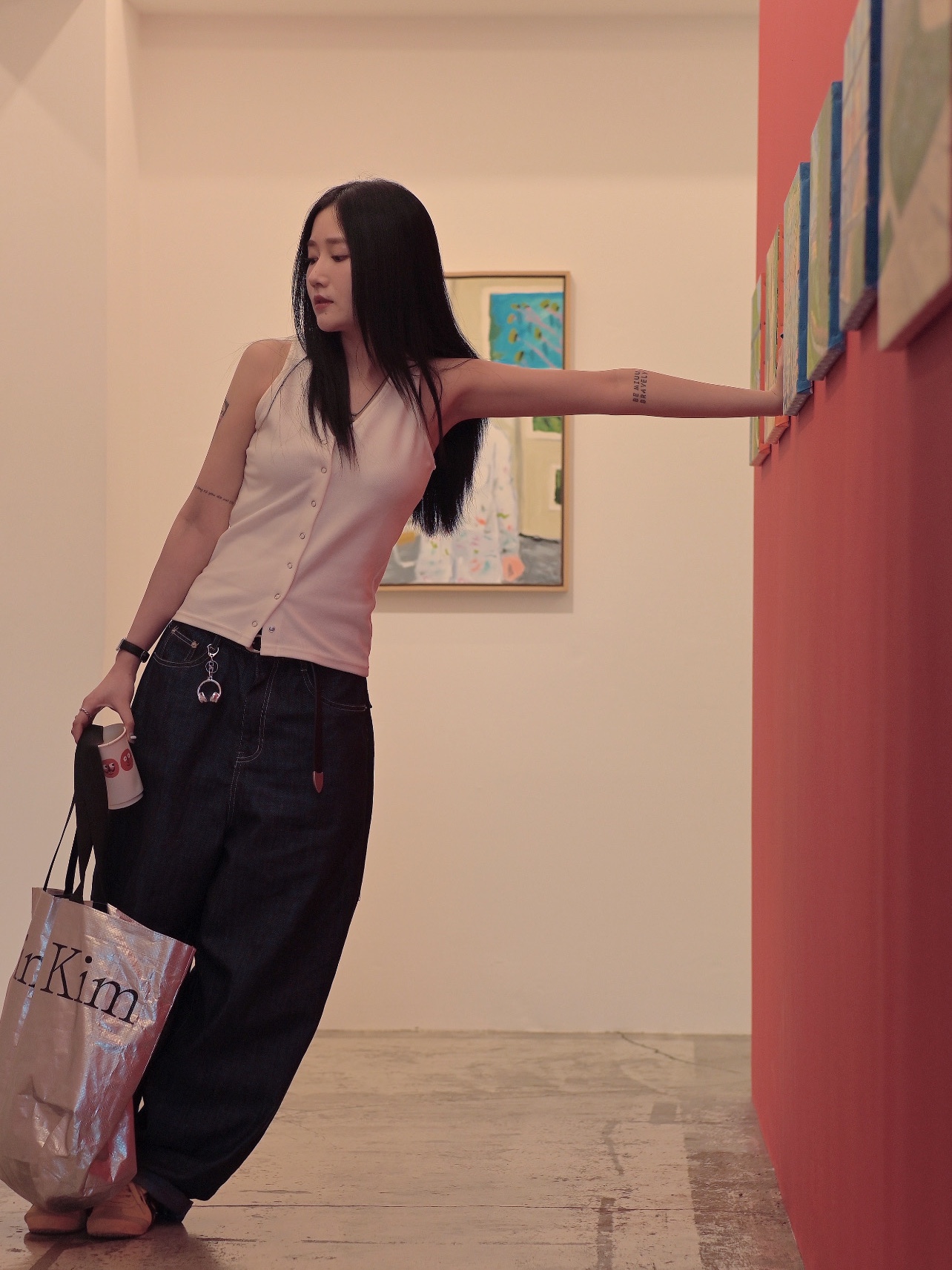 Matin Kim Matin Tarpaulin Shopper Bag Silver 착용 스타일 - 2