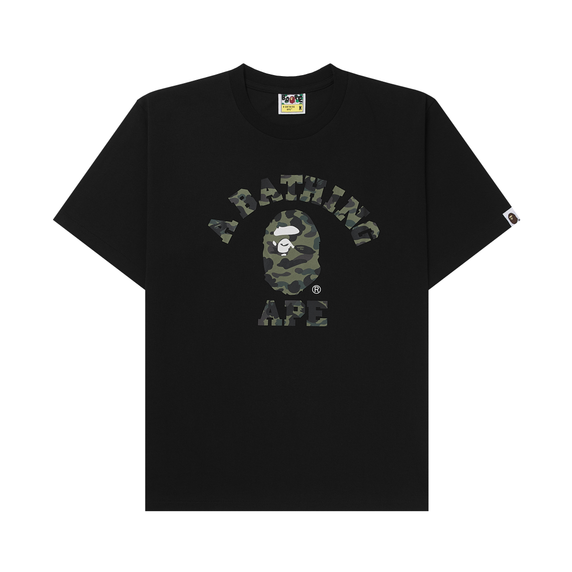 베이프 퍼스트 카모 컬리지 티셔츠 블랙 그린(BAPE 1st Camo College T-Shirt Black Green)