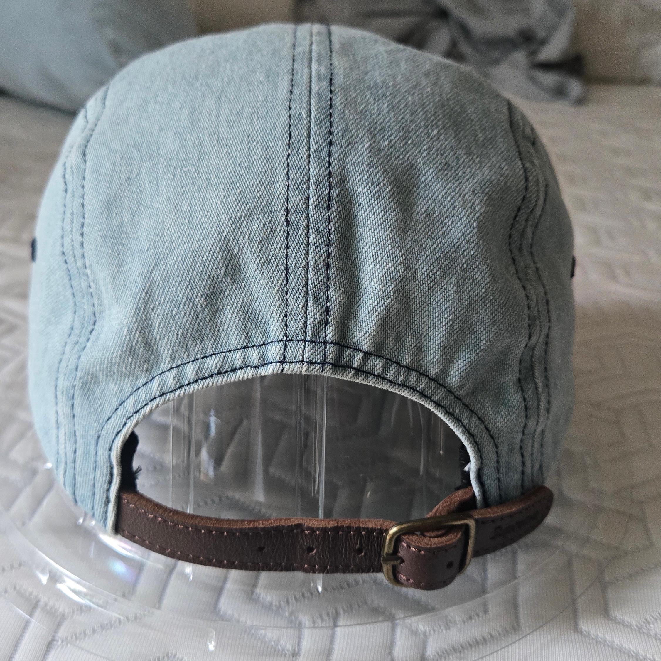 Supreme Denim Camp Cap Washed Blue - 22FW 착용 스타일 - 4