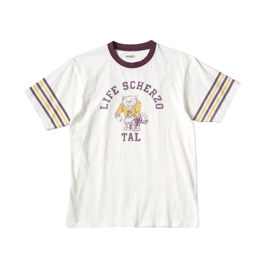 K2502SC014 Kapital 20 Tenjiku Ringer T-Shirt College Cat Pital Pt White