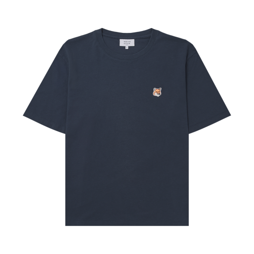 LM00104KJ0008-P476 Maison Kitsune Fox Head Patch Regular T-Shirt Ink Blue