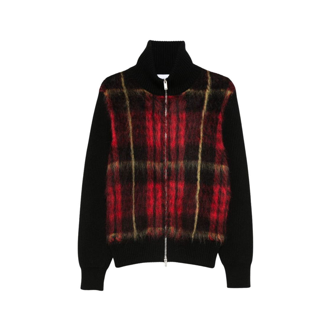 807295Q1BBE1160 Alexander McQueen Brushed Tartan Zip Up Cardigan Multicolor