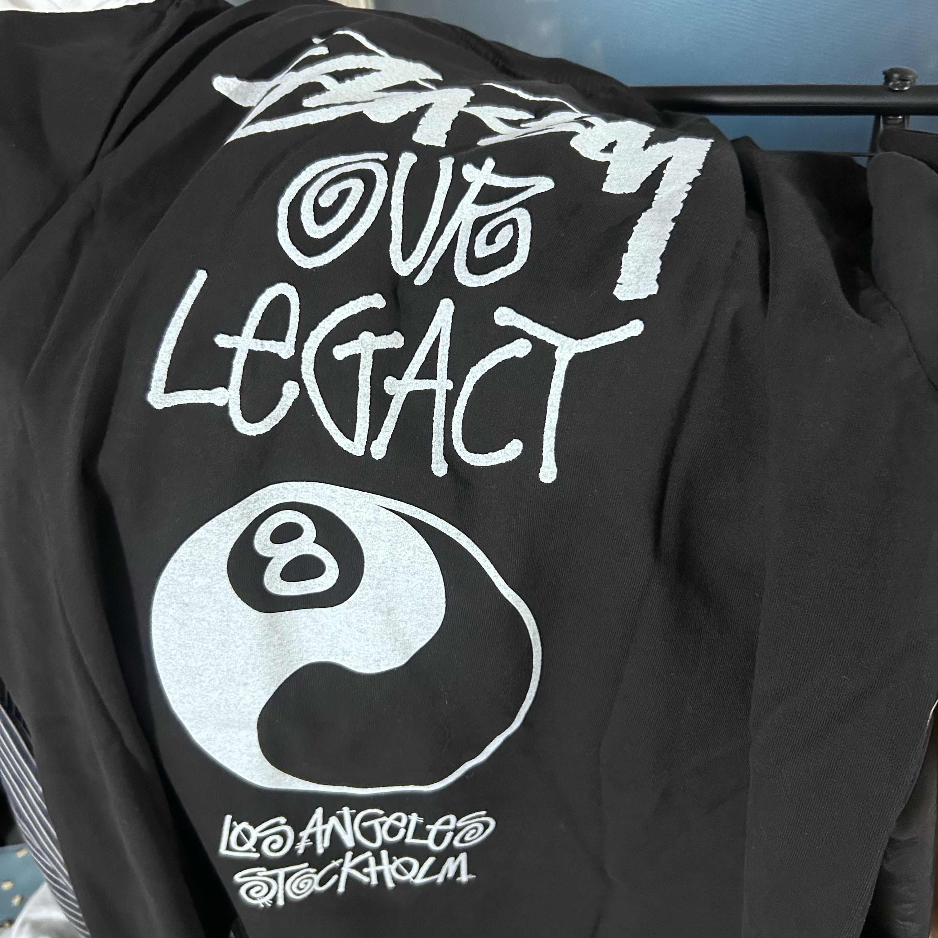 Stussy x Our Legacy Work Shop 8 Ball Pigment Dyed Yin Yang T-Shirt Black 착용 스타일