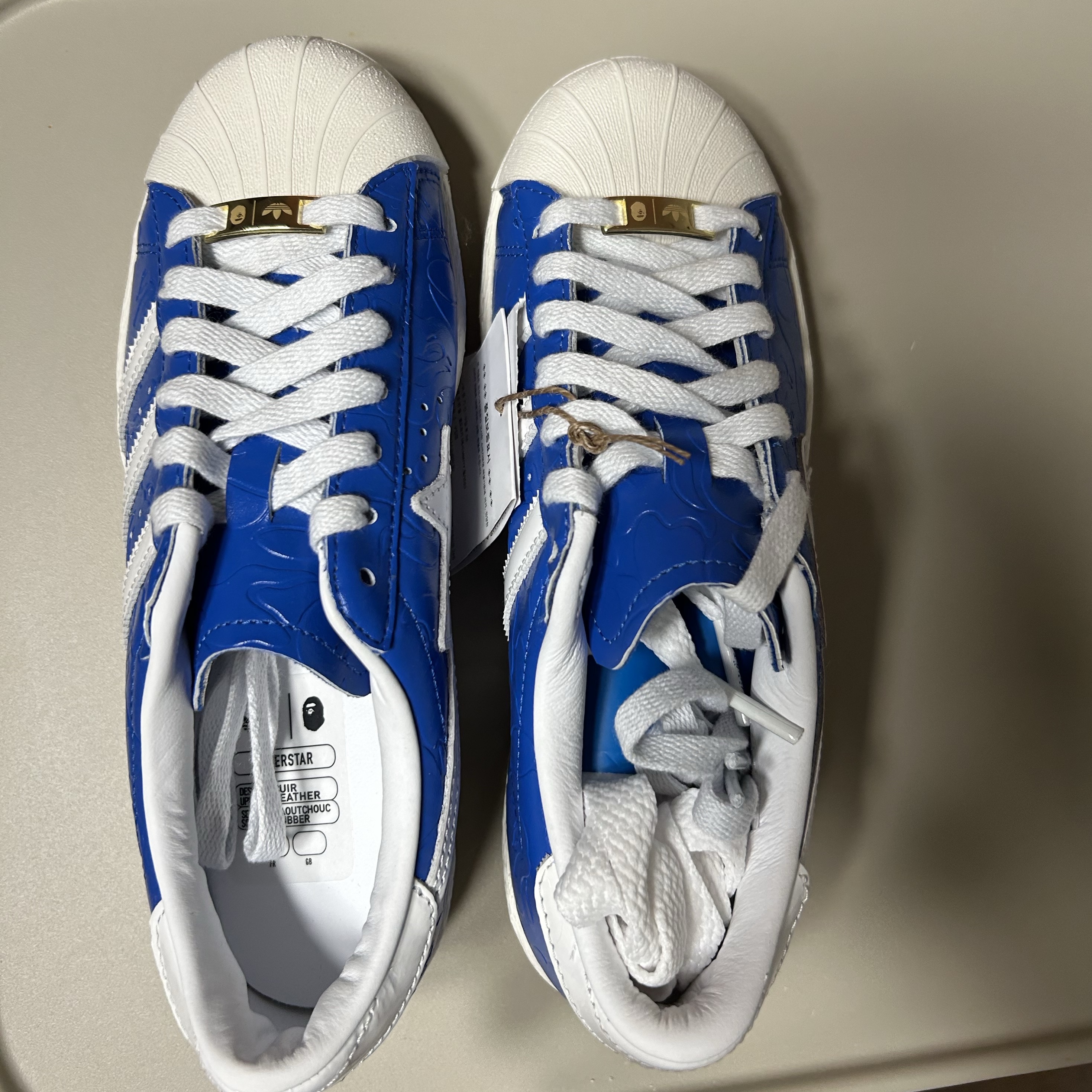 Adidas x BAPE Superstar Vintage Blue Cloud White 착용 스타일