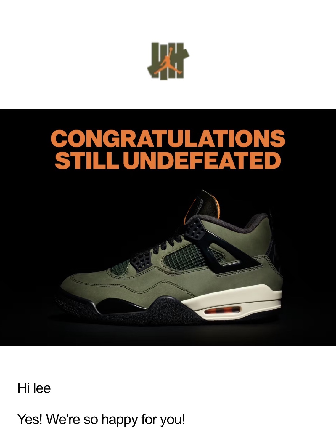 Jordan 4 x Undefeated Retro OG SP Deep Green and Clementine 착용 스타일