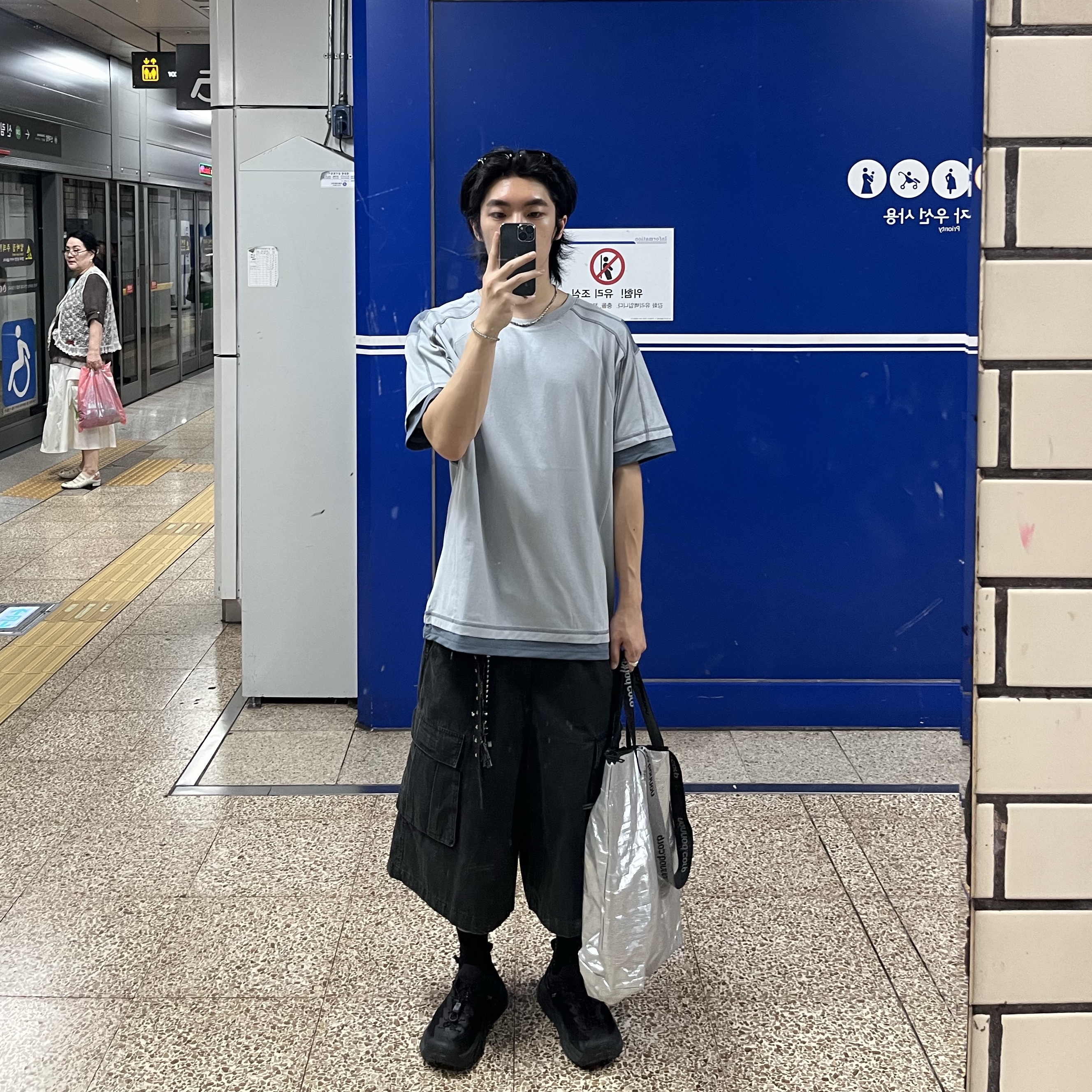 Sansan Gear Mesh Paneled T-Shirt Sky Blue - 24SS, Hoka Hopara 2 Black 착용 스타일