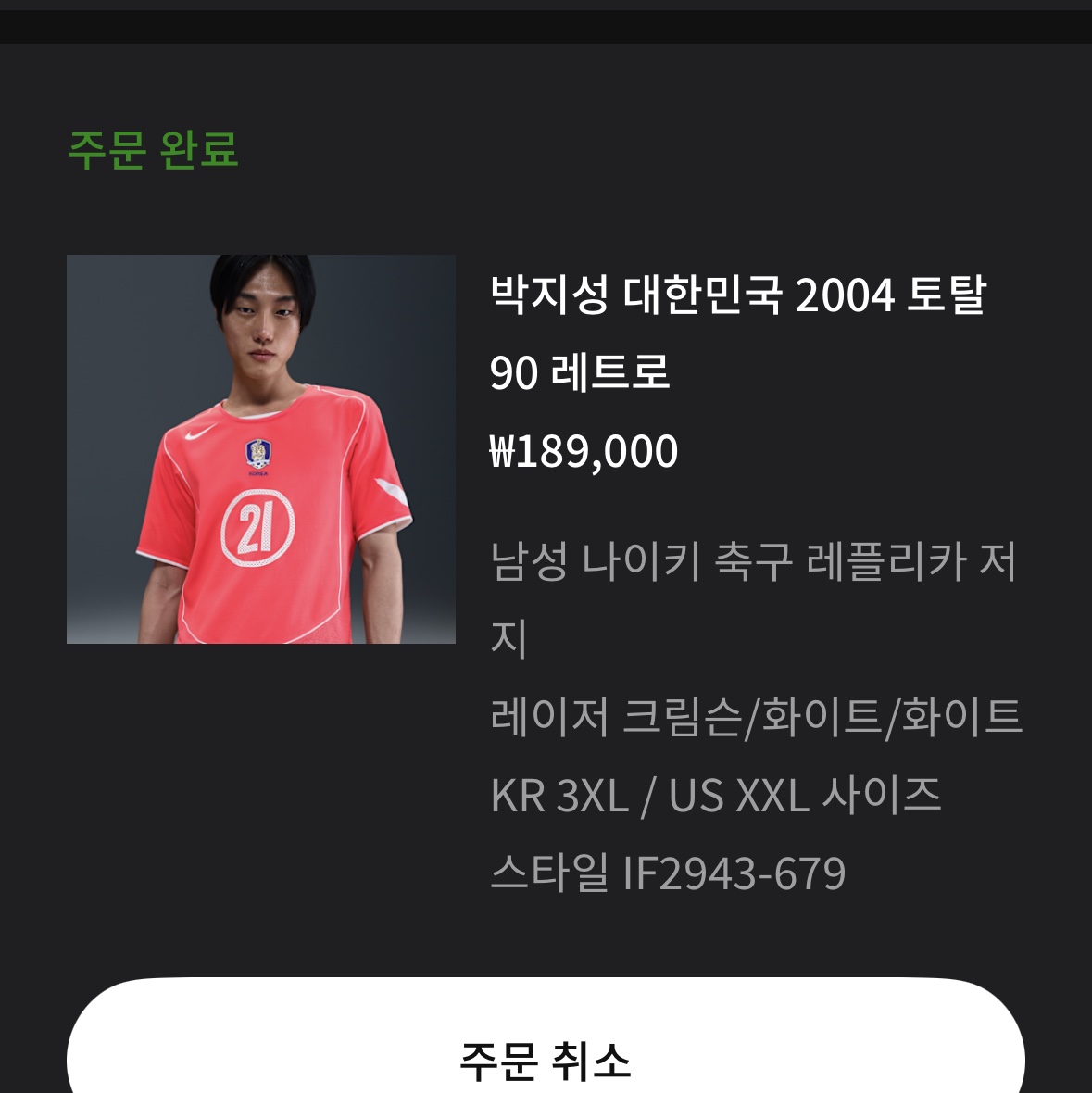 Nike Park Ji-Sung South Korea 2004 Total 90 Reissue Soccer Replica Jersey (Marking Ver.) 착용 스타일