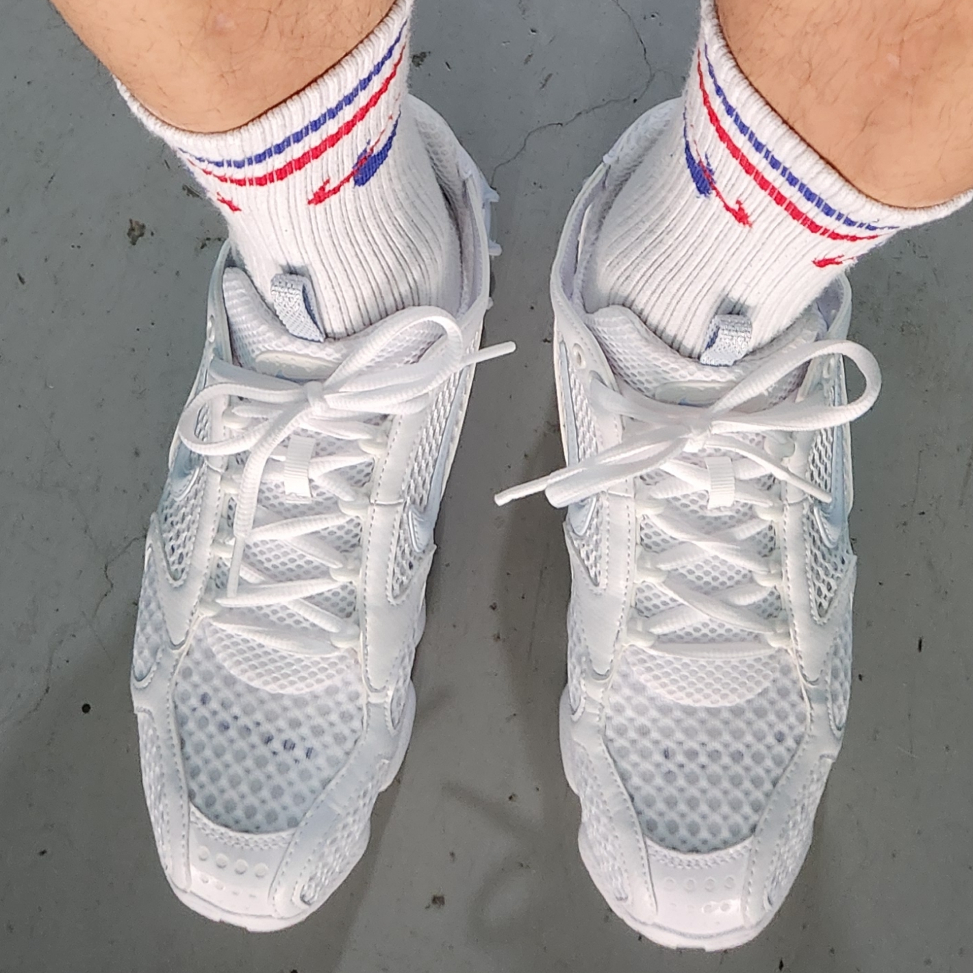 (W) Nike Air Zoom Spiridon Cage 2 White Blue Tint 착용 스타일