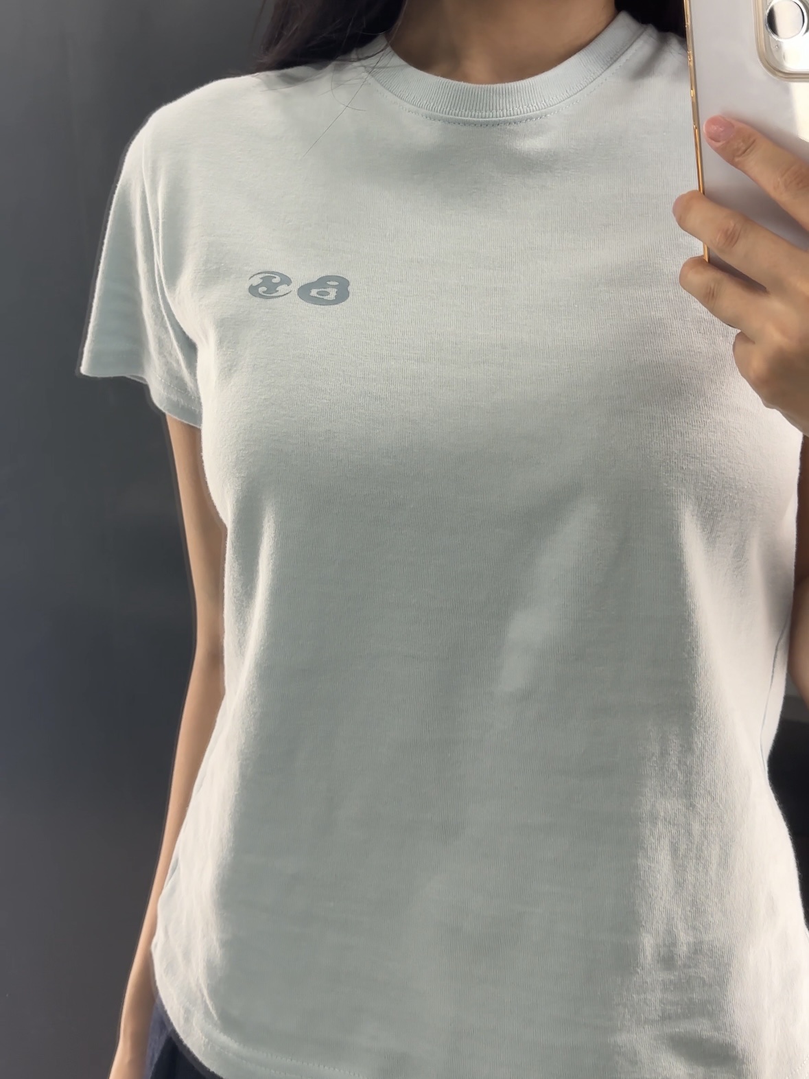 Sansan Gear X b.E Women Logo T-Shirts Sky Blue 착용 스타일