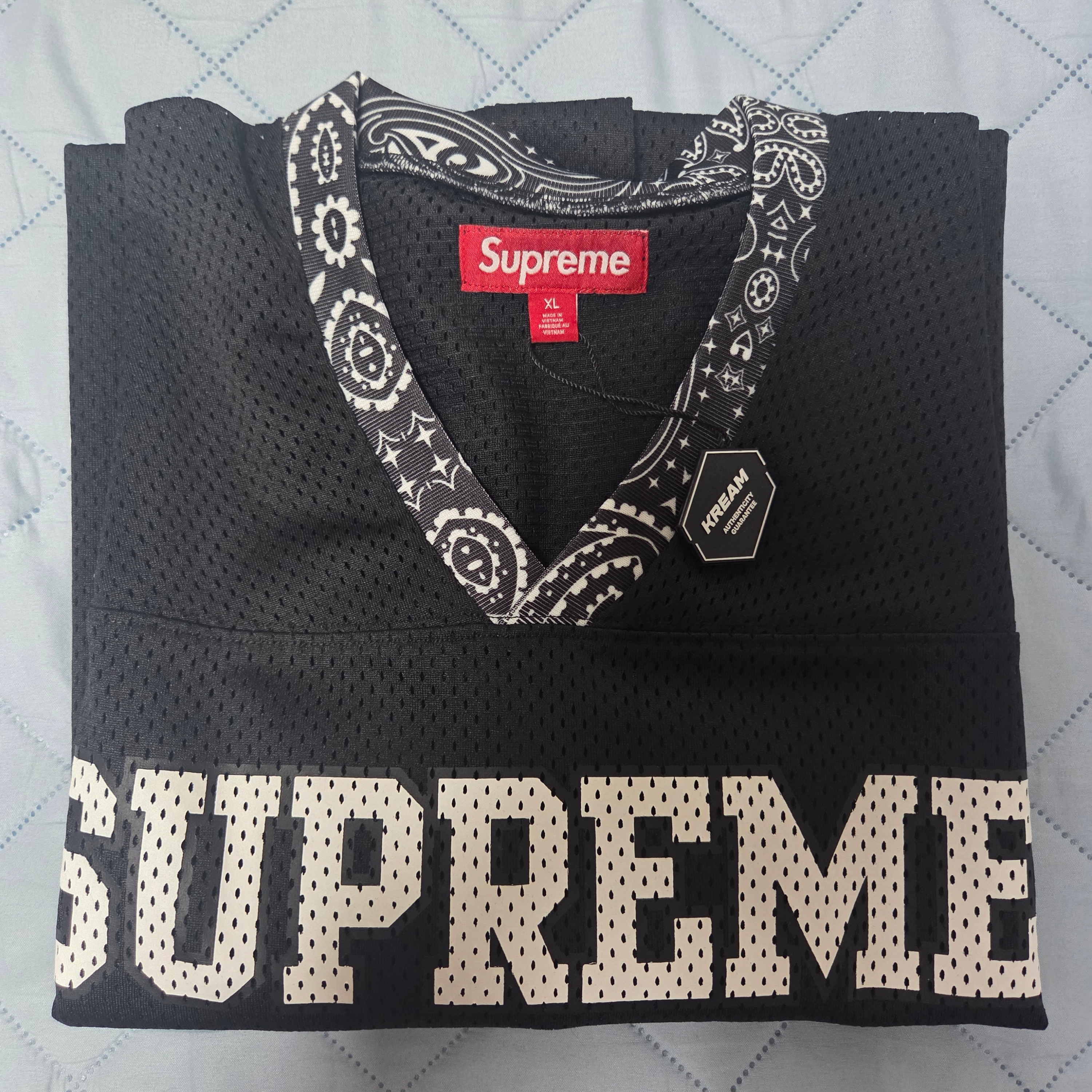 Supreme Bandana Football Jersey Black - 25SS 착용 스타일