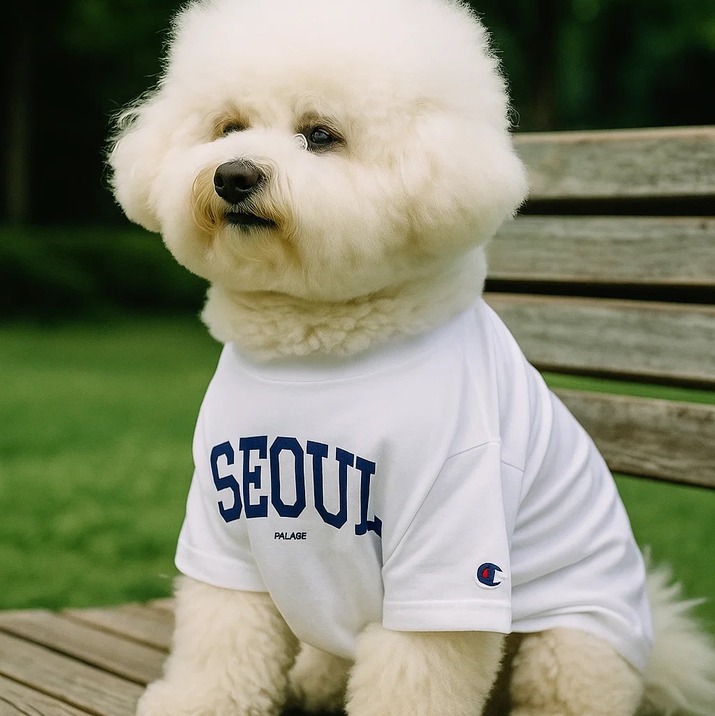 Palace x Champion Shop T-Shirt Seoul White - 24FW 착용 스타일 - 1