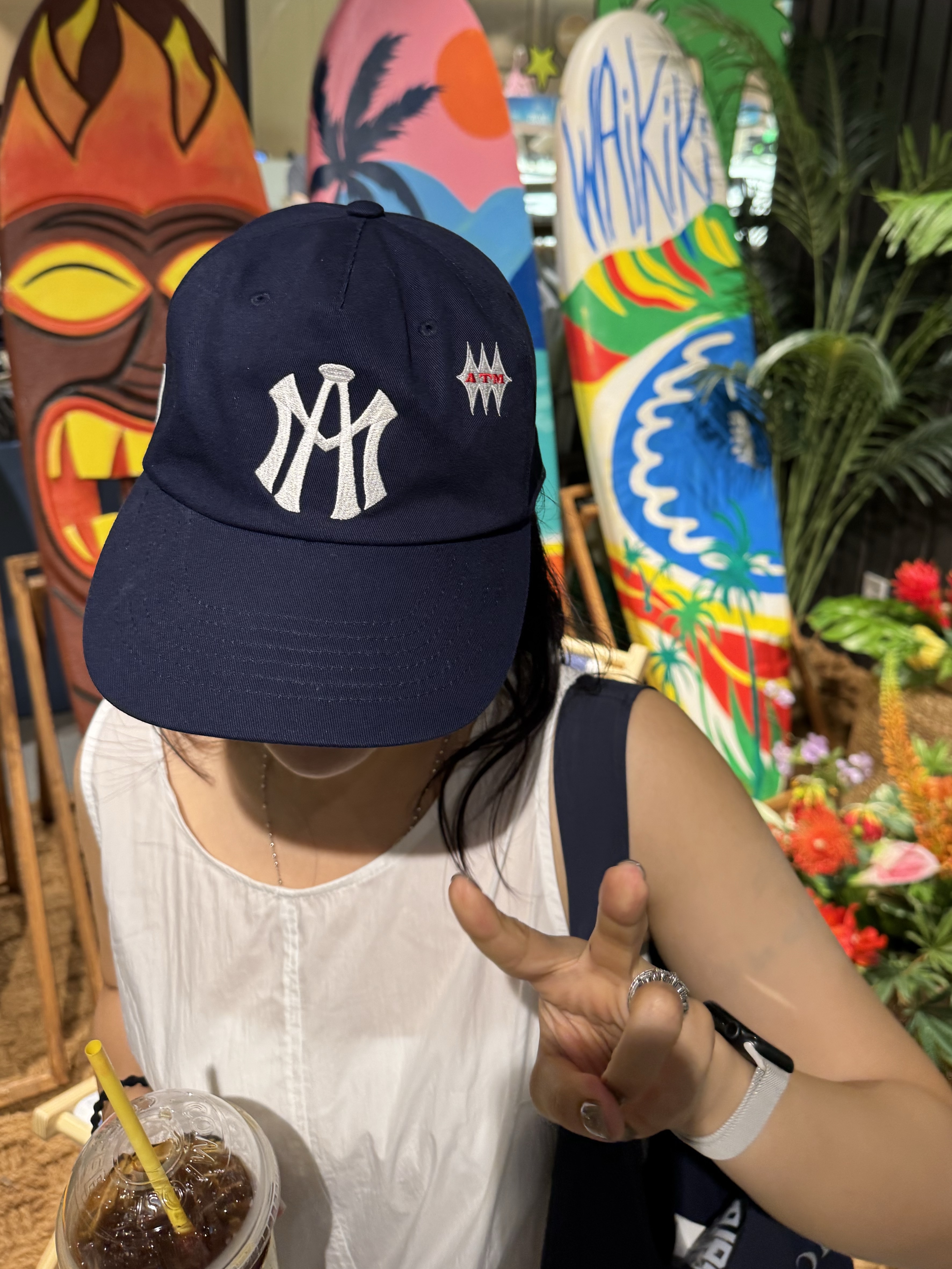 Aftermath Atm Logo Ball Cap Navy 착용 스타일 - 3