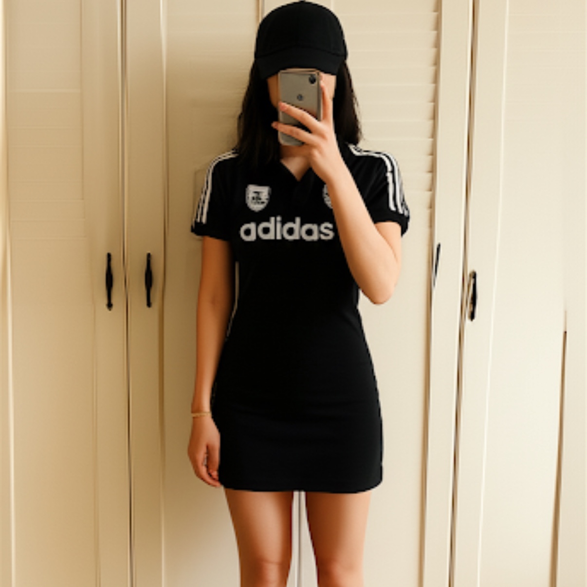 (W) Adidas Football Dress Black - US Sizing 착용 스타일