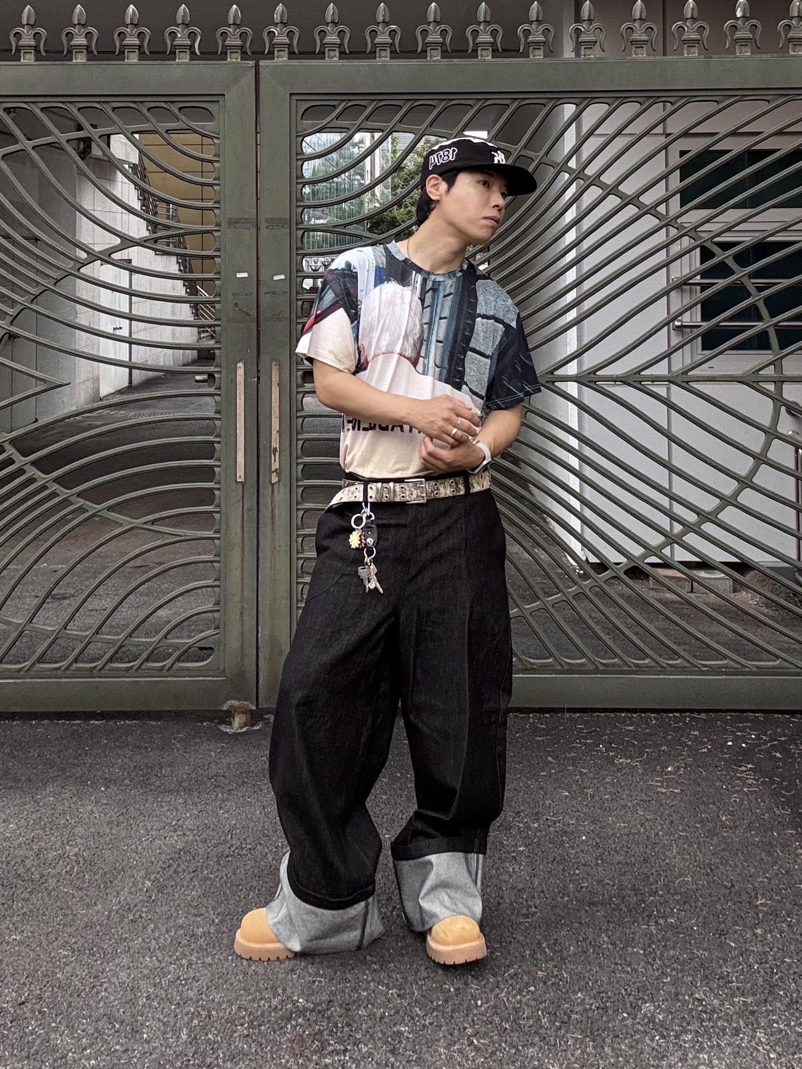 MJD x Kamien Double Hole Belt Oak Brown, Kinchi x My Name Is Peter Boots - 888 (a) Yellow 착용 스타일 - 2