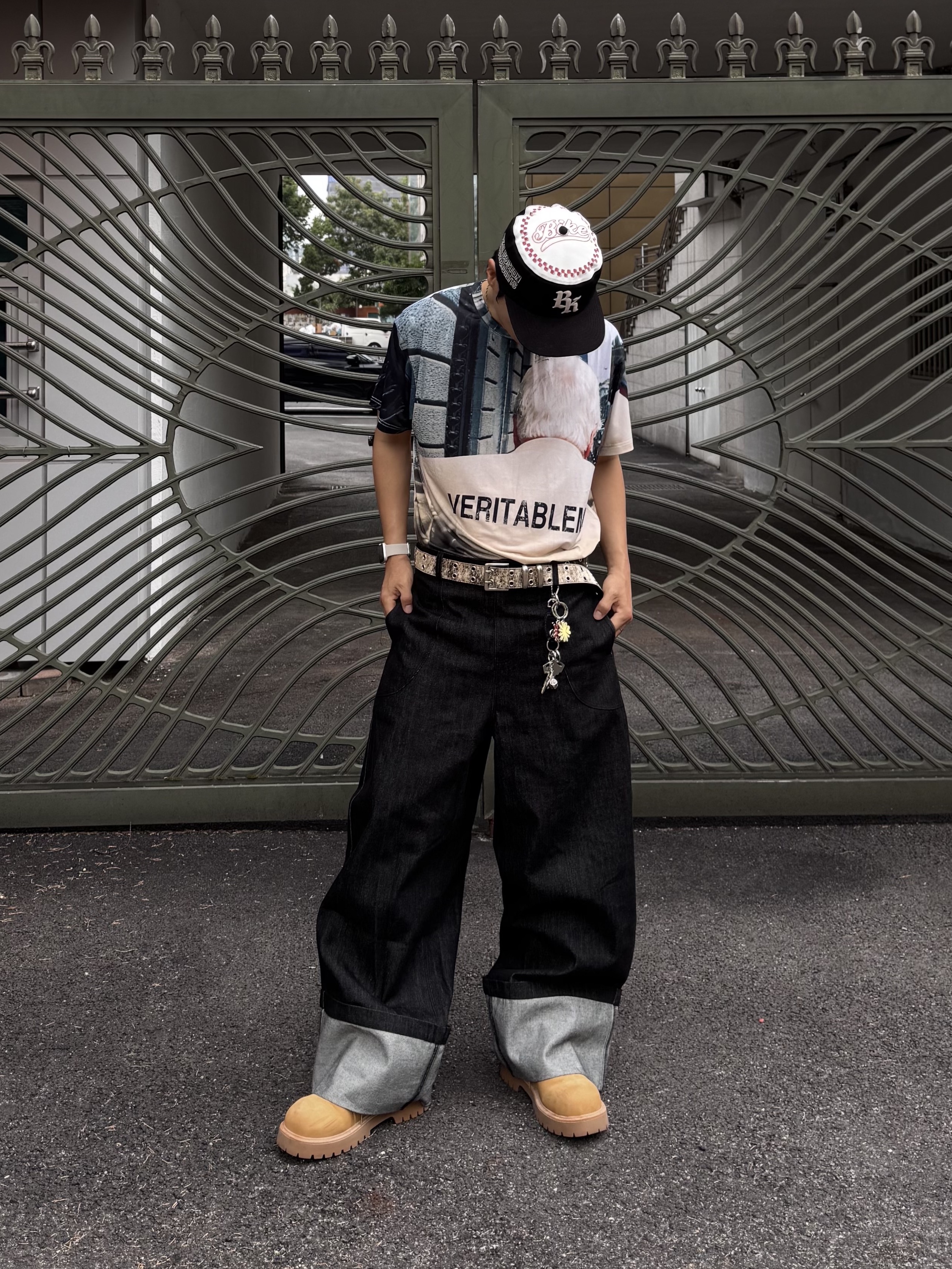 MJD x Kamien Double Hole Belt Oak Brown, Kinchi x My Name Is Peter Boots - 888 (a) Yellow 착용 스타일 - 1