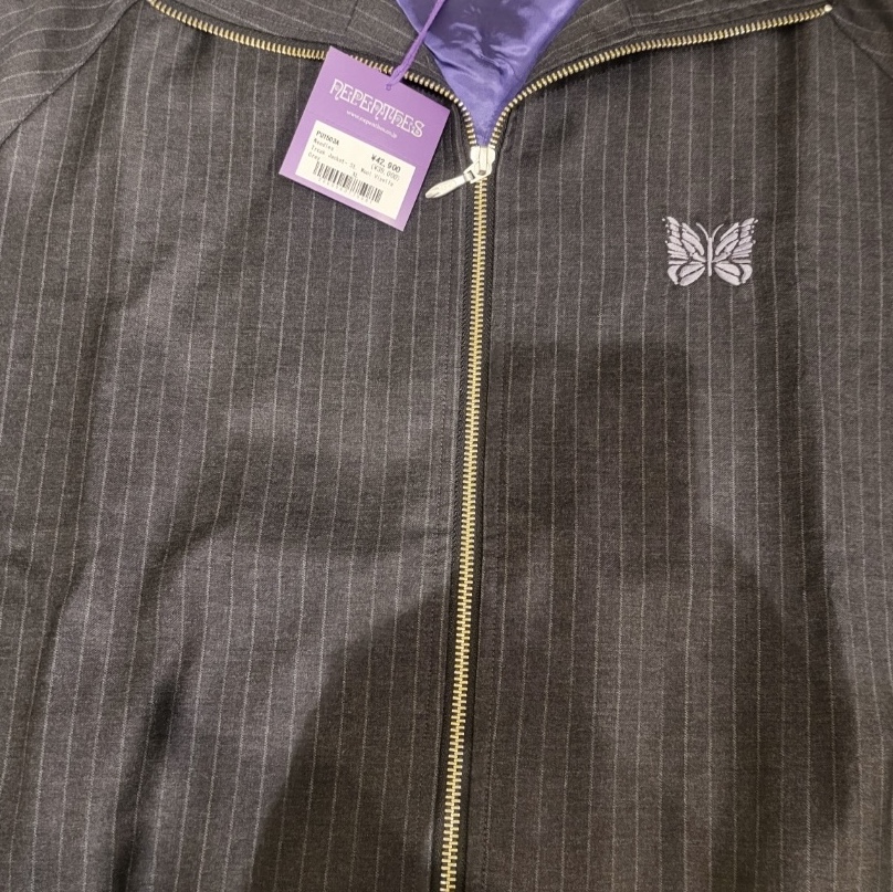 Needles Track Jacket St. Wool Viyella Navy 착용 스타일