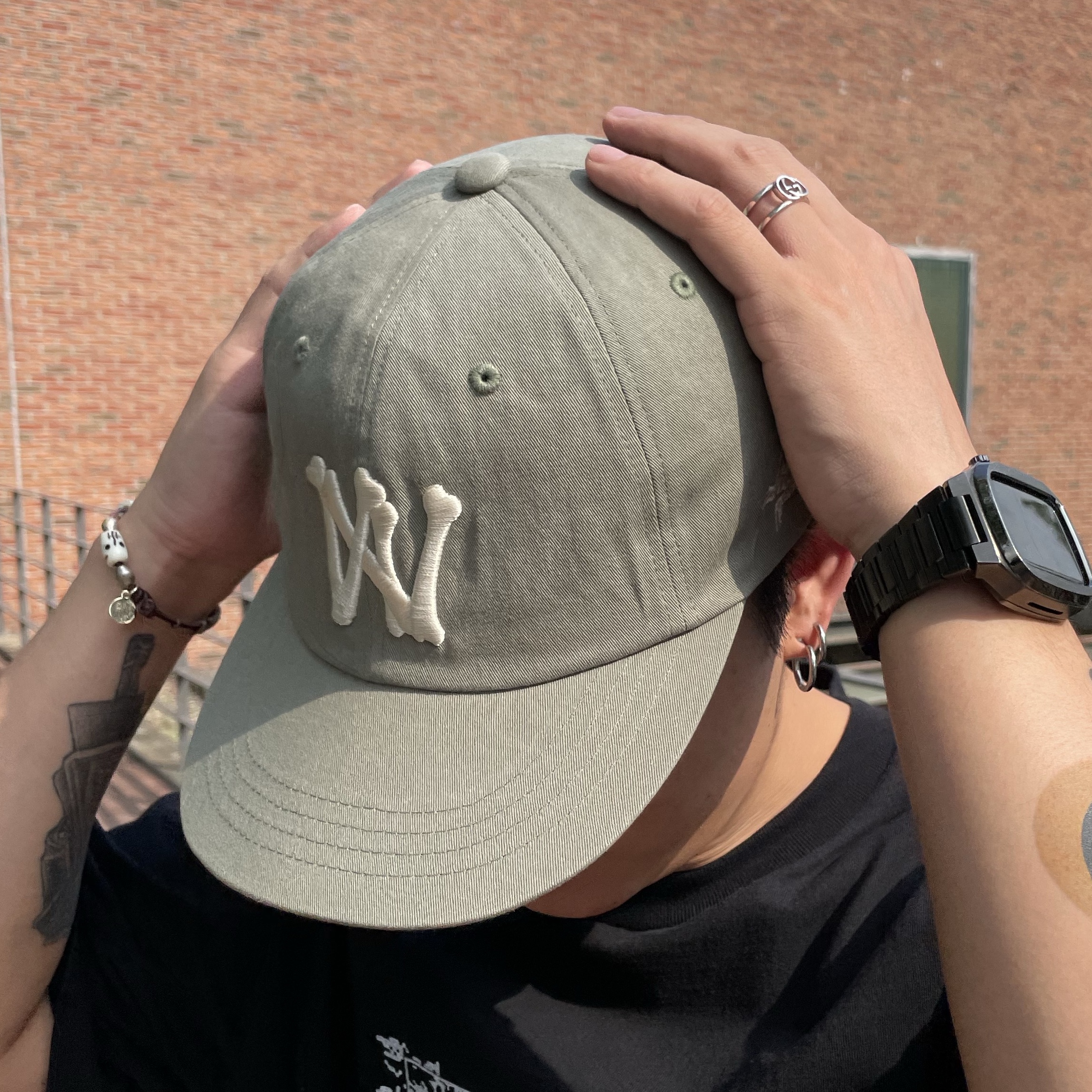 Aoiro 6-Panel Bone A/N Cap Olive 착용 스타일 - 6