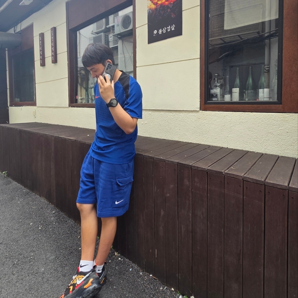 Nike Korea Dri-Fit Strike Knit Football Top Global Blue 착용 스타일